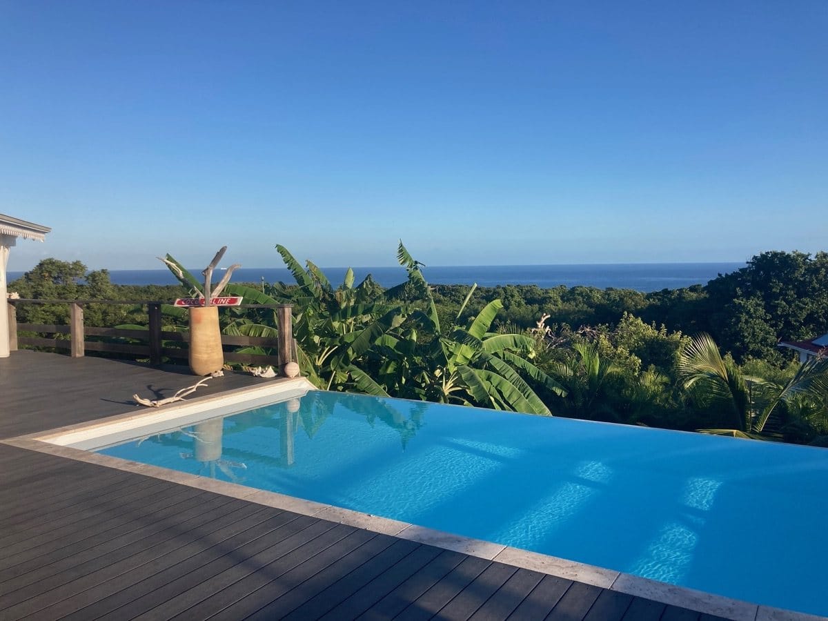 The villa’s infinity pool, facing the Caribbean Sea